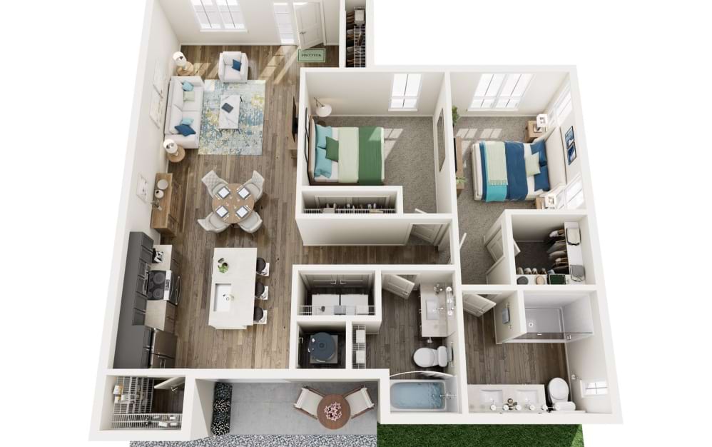 The Venture - 2 bedroom floorplan layout with 2 bathrooms and 1121 square feet