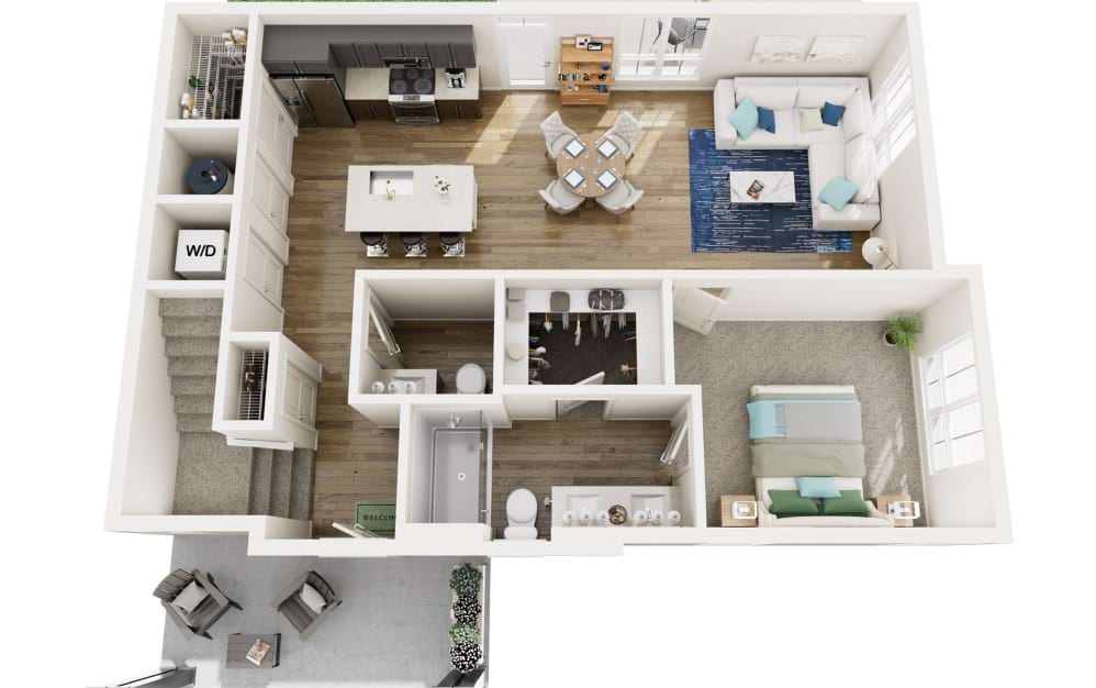 The Vista - 3 bedroom floorplan layout with 2.5 bathrooms and 1355 square feet (Floor 1)