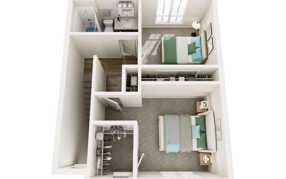 The Vista - 3 bedroom floorplan layout with 2.5 bathrooms and 1355 square feet (Floor 2)
