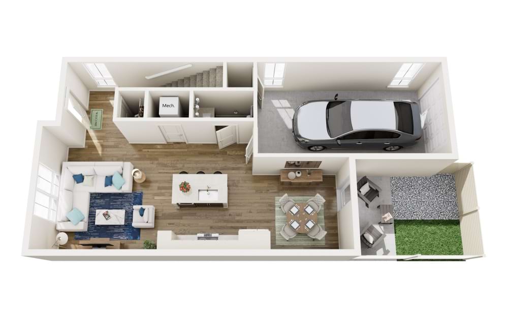 The Summit - 3 bedroom floorplan layout with 2.5 bathrooms and 1626 square feet (Floor 1)